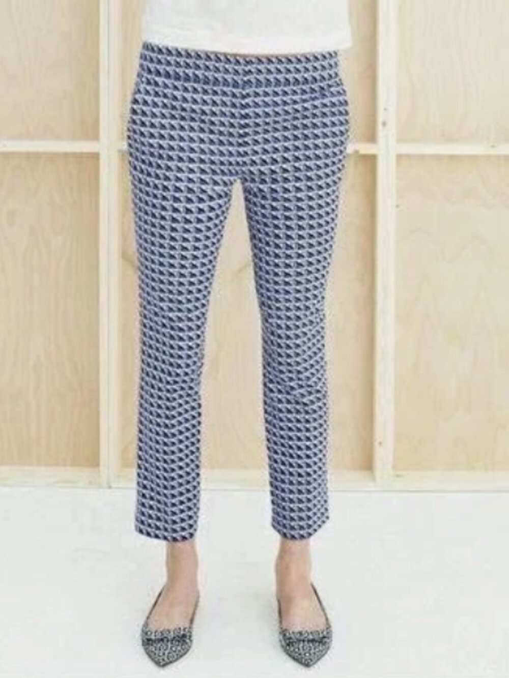 J Crew Campbell Capri Cropped Pants  Womens 10 Blue Waive Straight Leg Stretch - Picture 2 of 8